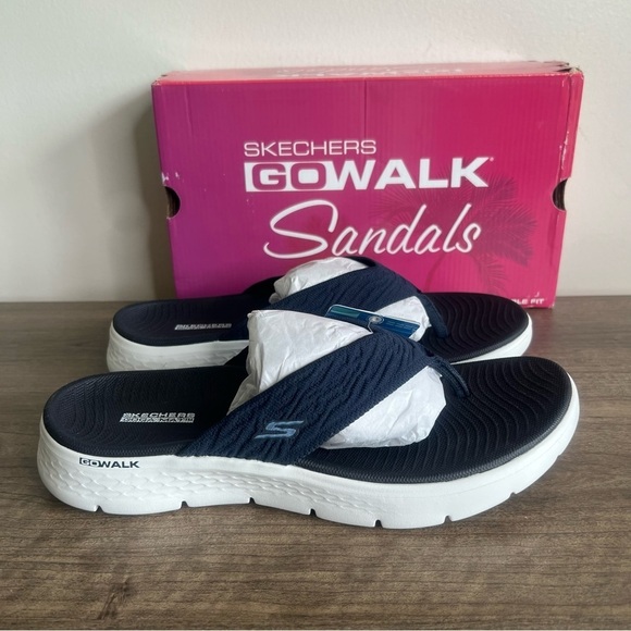 Skechers Go Walk Flex Women's Sandal Navy Strap Size 9 #B1496 - Picture 1 of 9